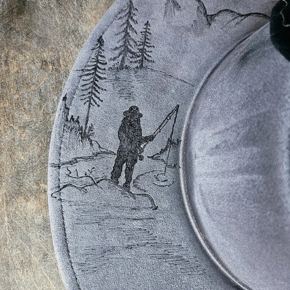 NWT Gray Western Fedora Cowboy Hat with Feather Hat Pin